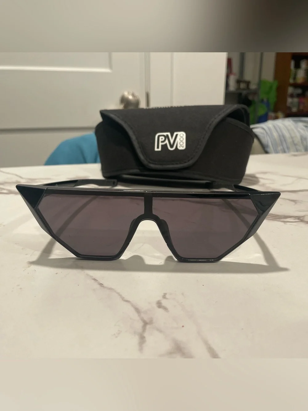 Pit Viper 2000 Black Futuristic Pointy Sunglasses